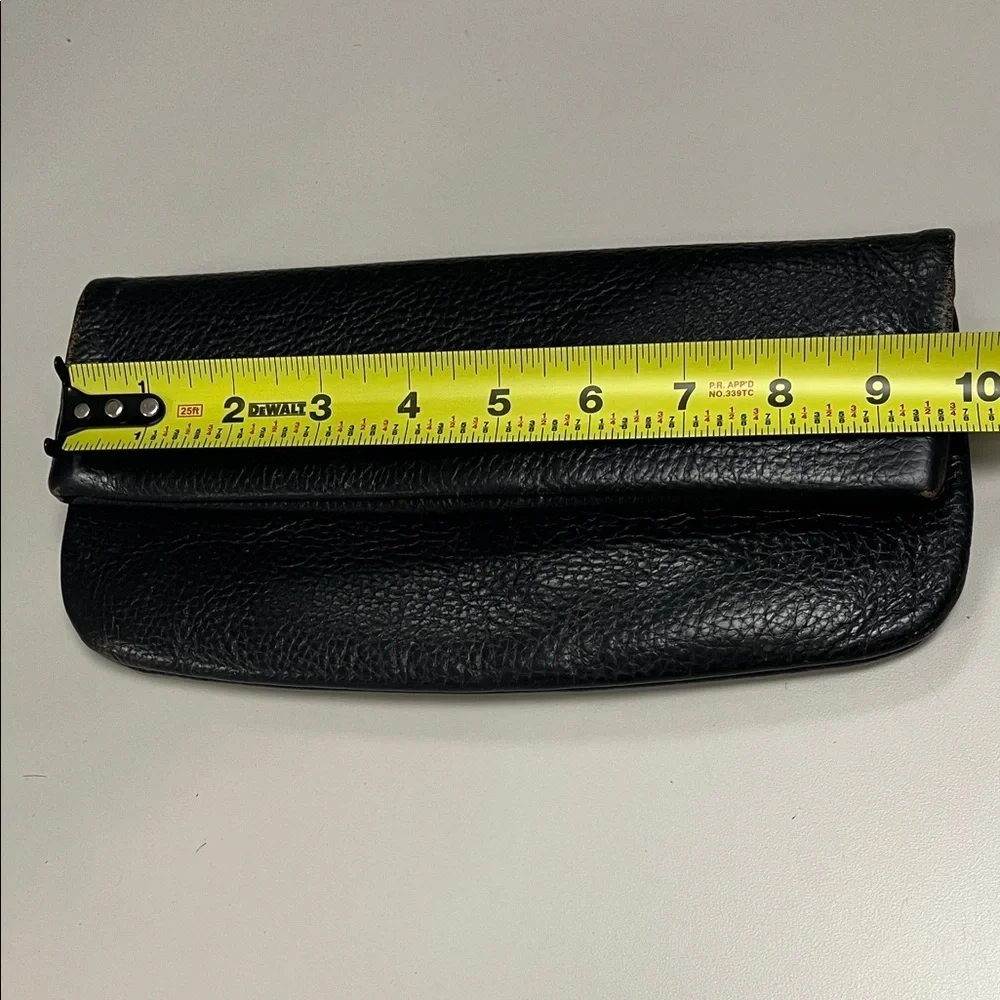 Source Unknown Leather Black Clutch with snap & zip pockets